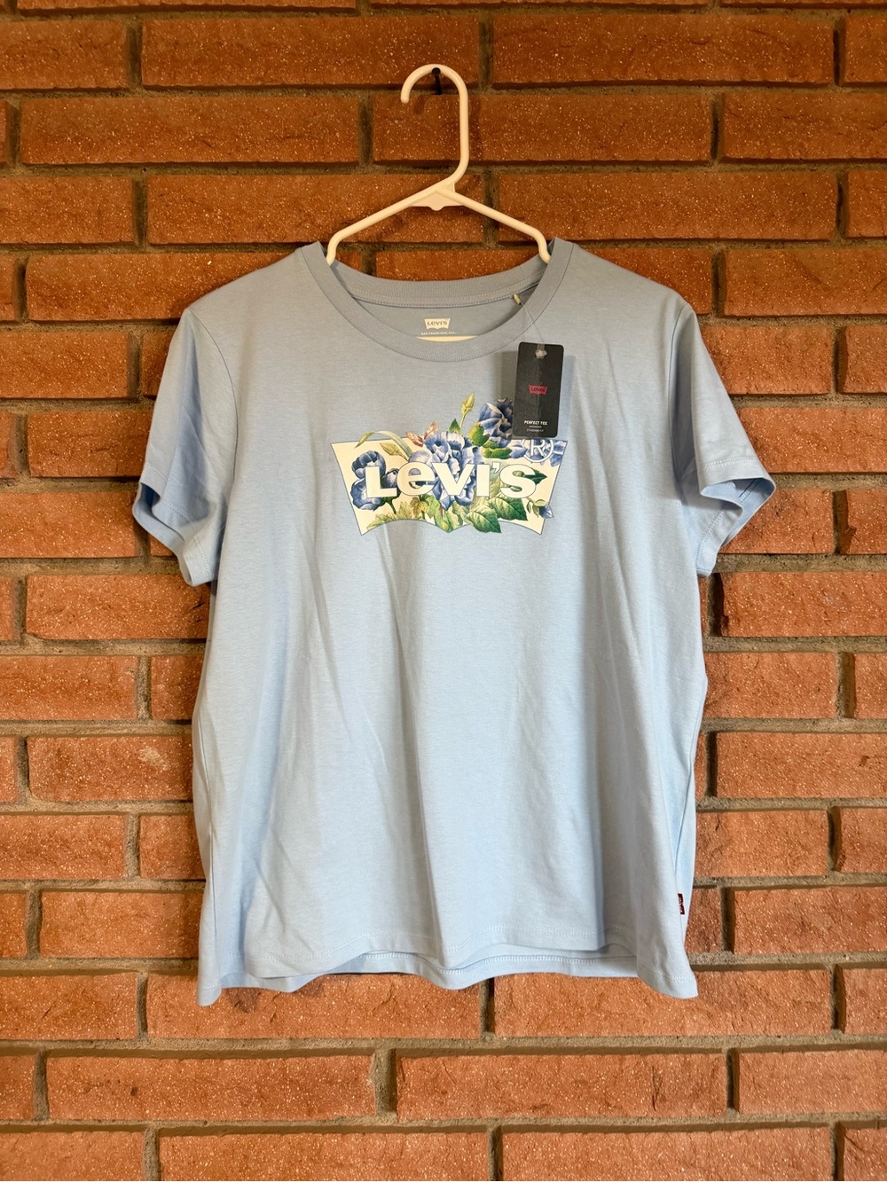 Levi's Pale Blue Floral Logo Crew Neck Tee
